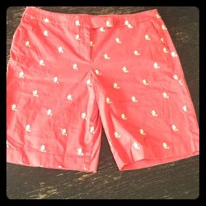 Talbots seahorse embroidered Bermuda Shorts twill